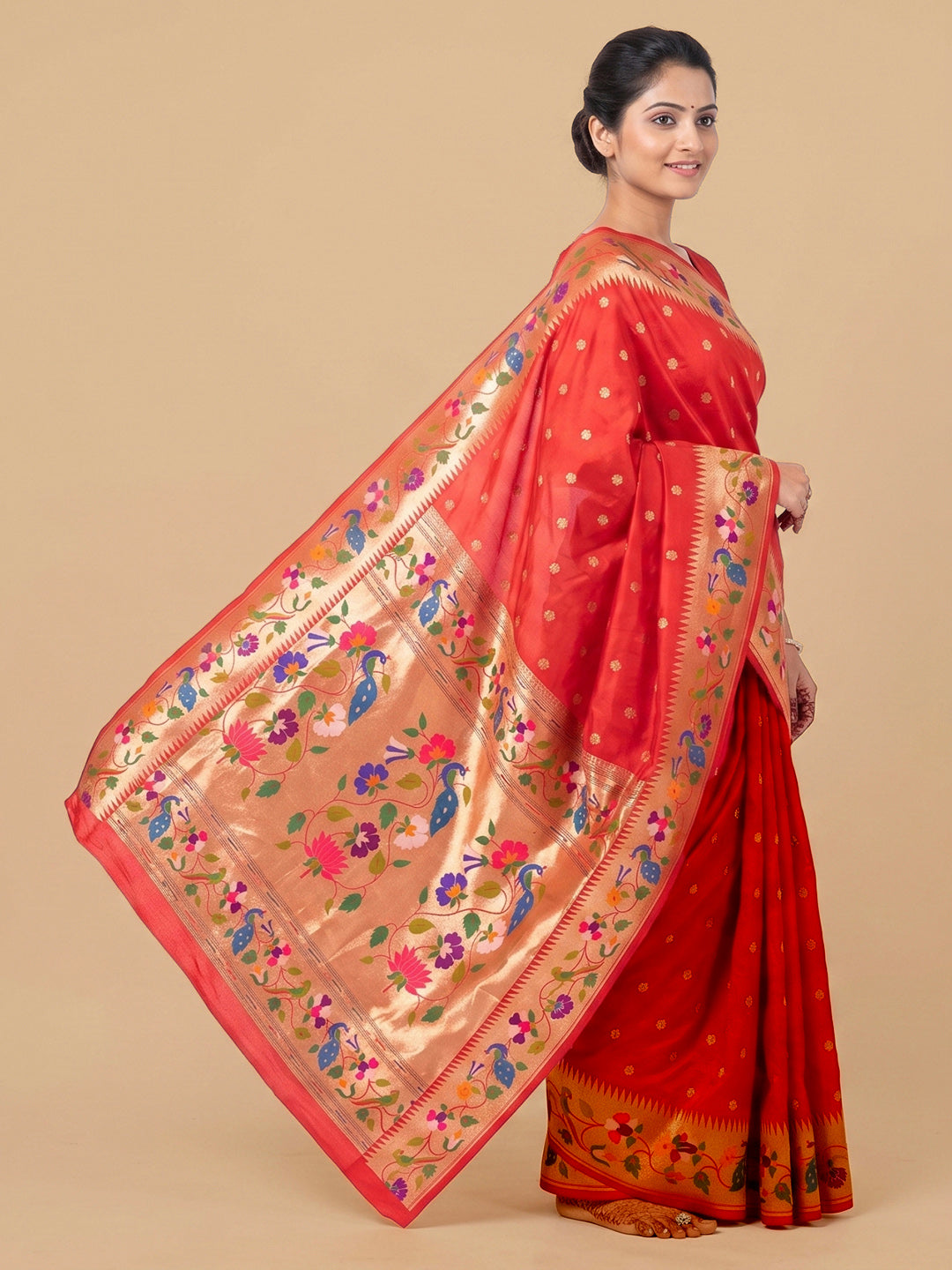 Red Woven Design Art Silk Saree