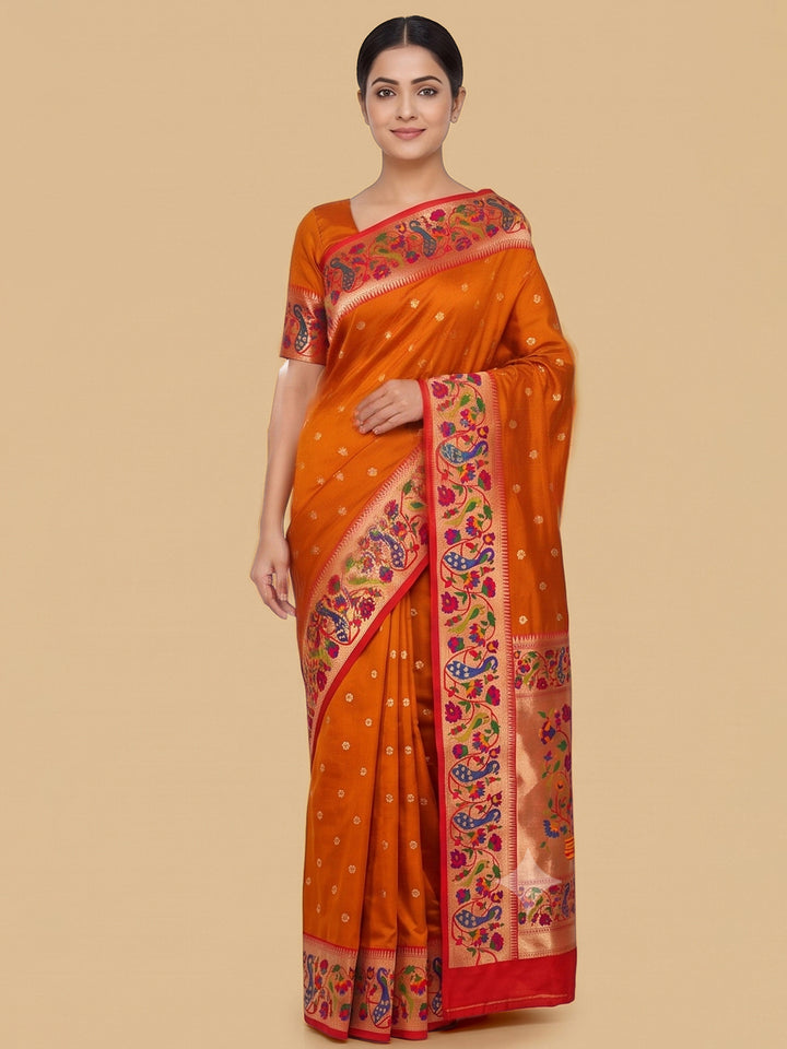Orange Woven Design Art Silk Saree
