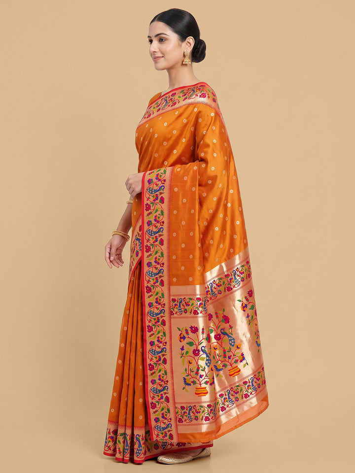 Orange Woven Design Art Silk Saree