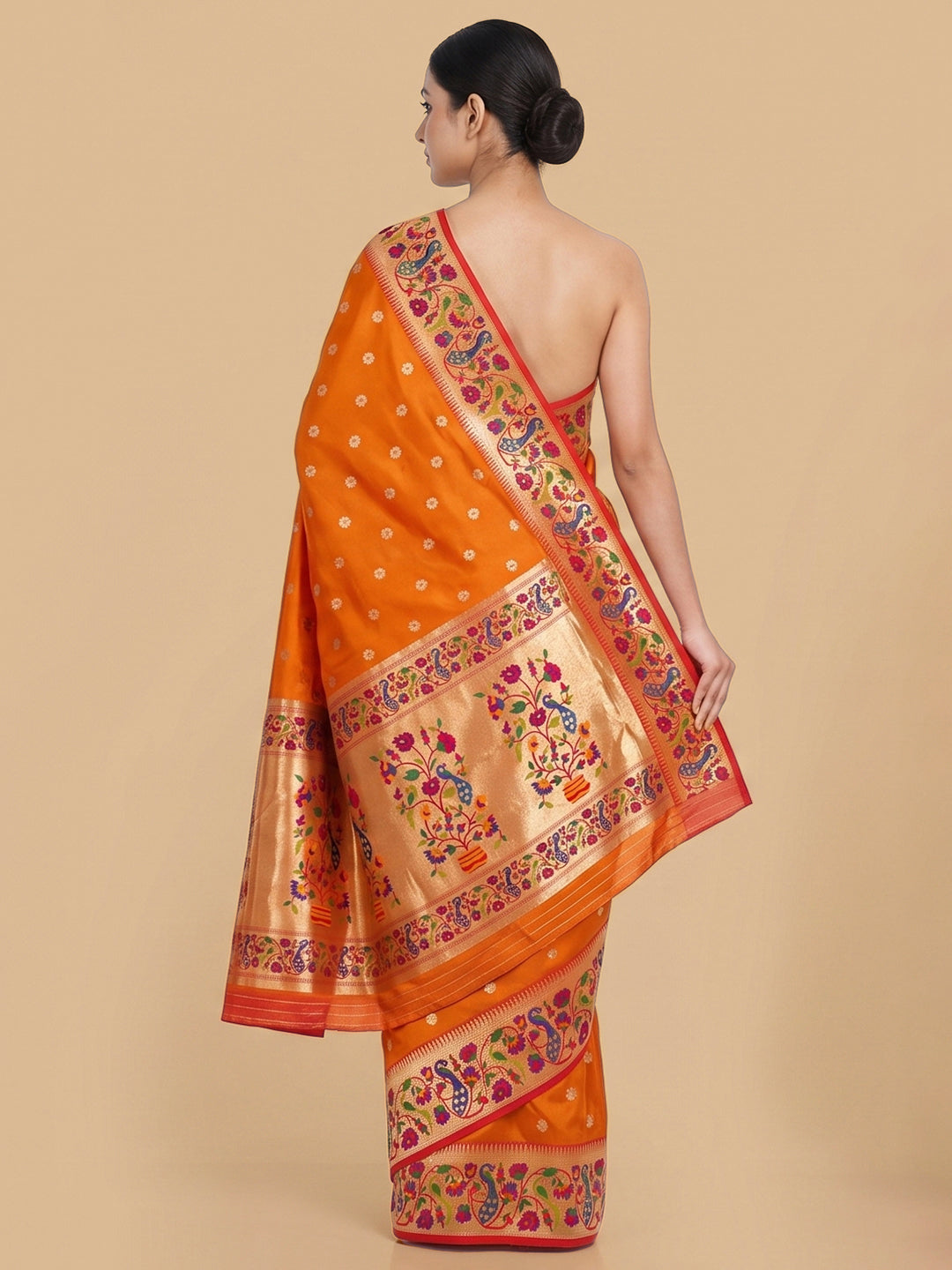Orange Woven Design Art Silk Saree