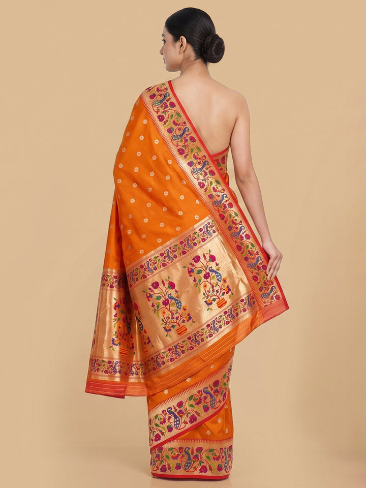 Orange Woven Design Art Silk Saree
