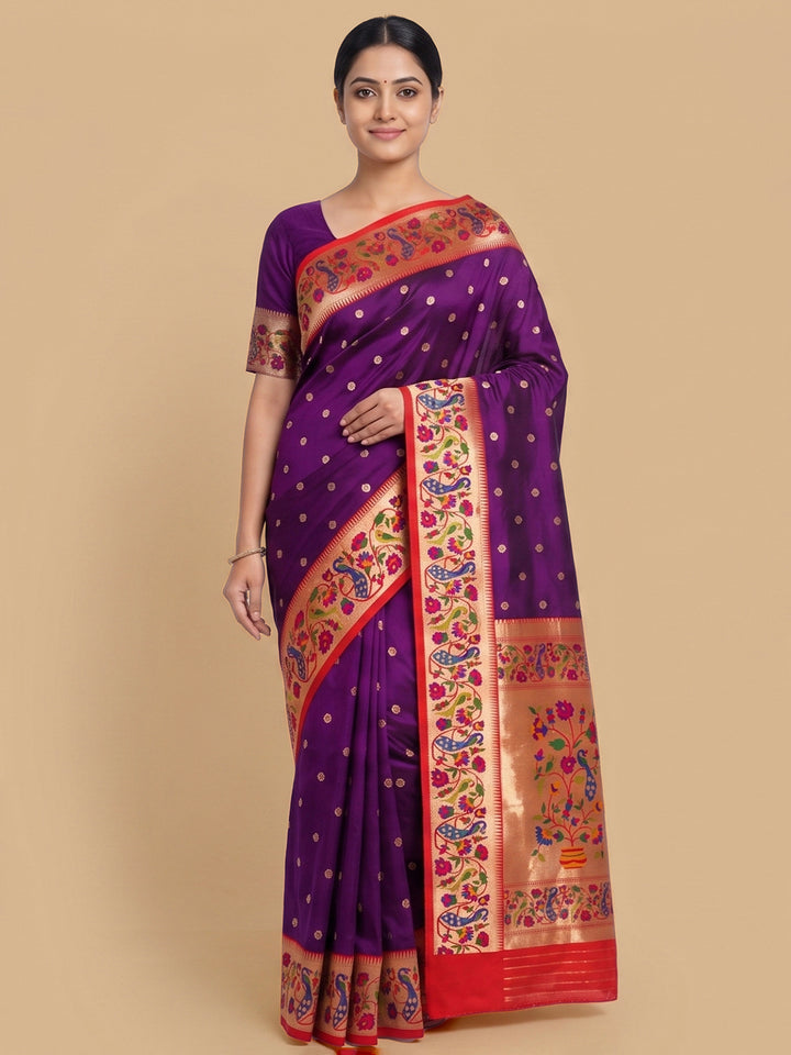 Purple Woven Design Art Silk Saree