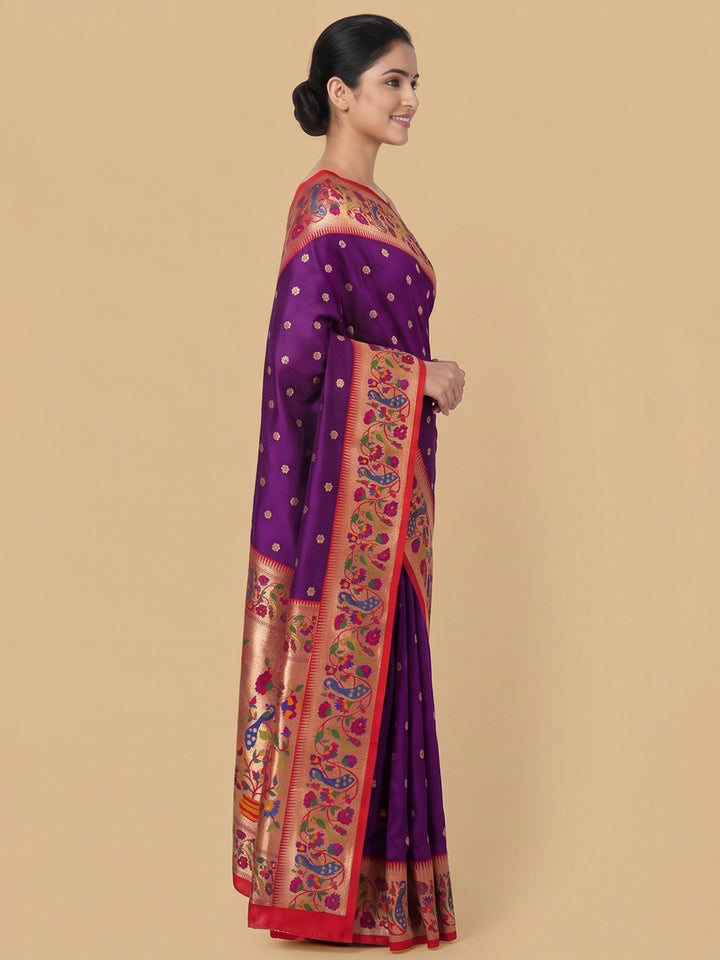 Purple Woven Design Art Silk Saree