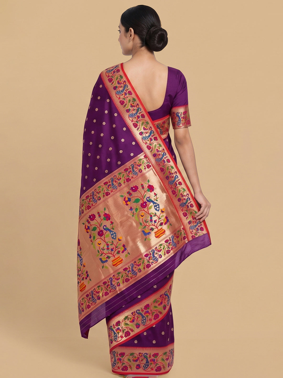 Purple Woven Design Art Silk Saree
