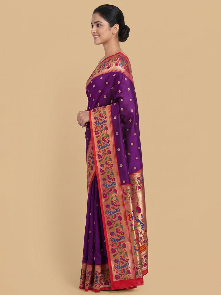 Purple Woven Design Art Silk Saree