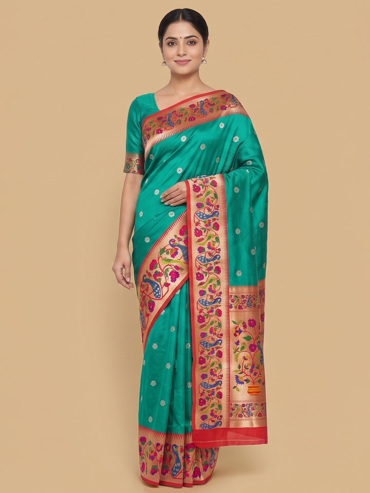 Rama-Green Woven Design Art Silk Saree