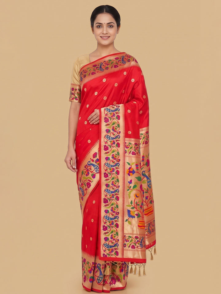 Red Woven Design Art Silk Saree