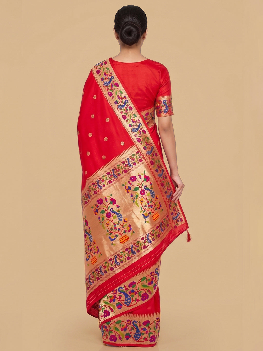 Red Woven Design Art Silk Saree