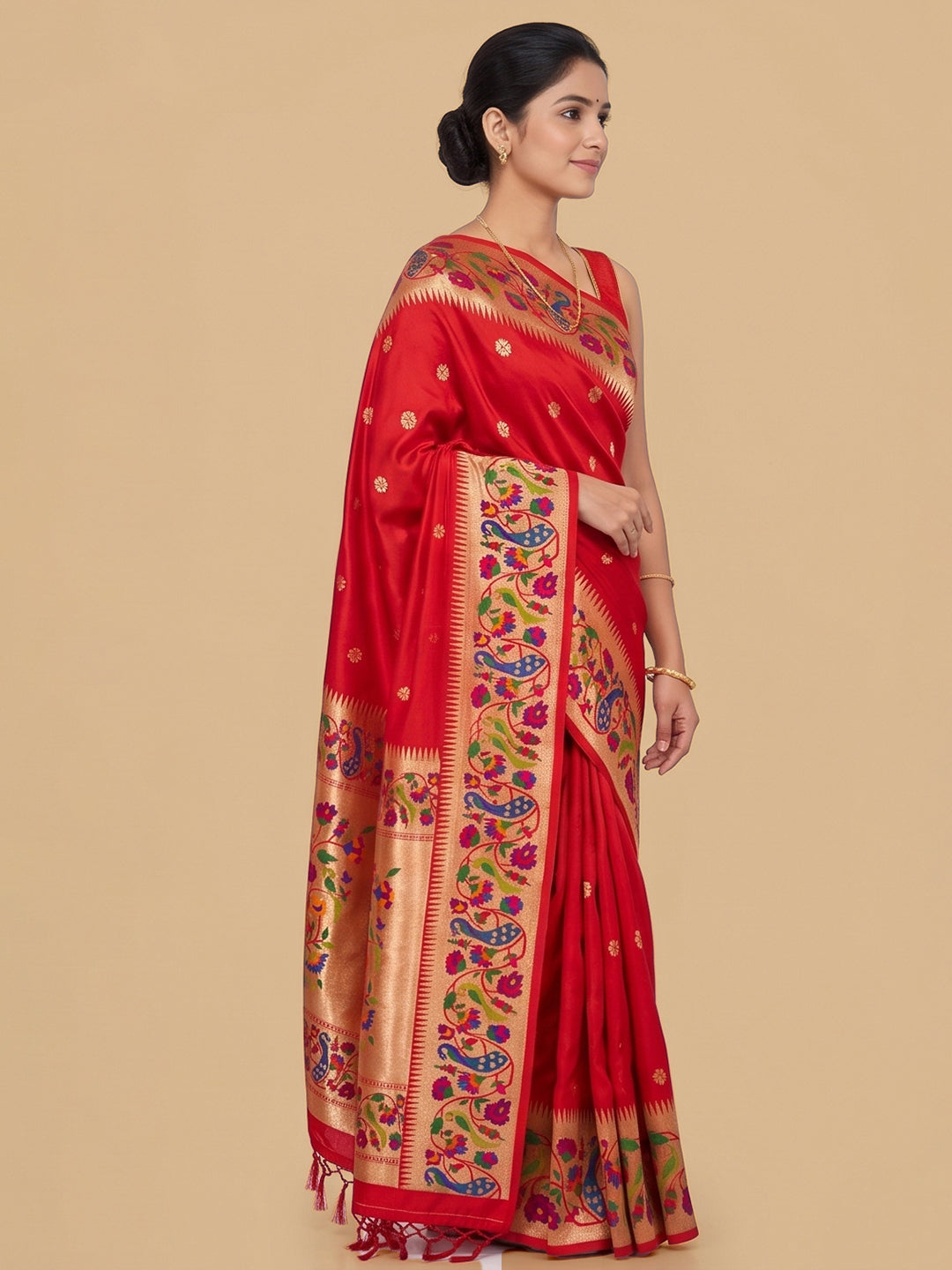 Red Woven Design Art Silk Saree
