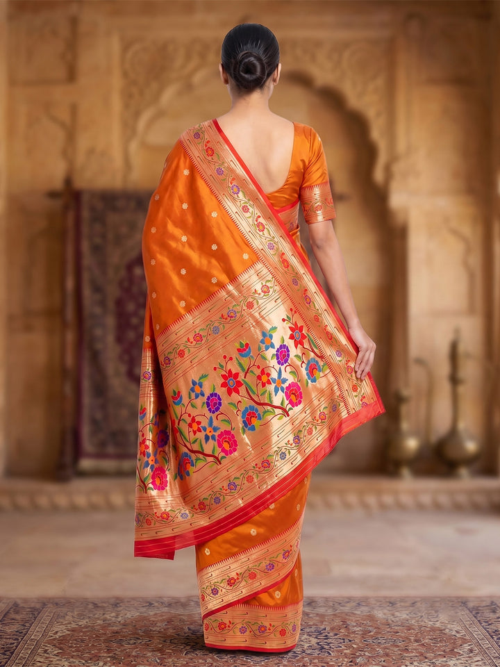 Orange Woven Design Art Silk Saree