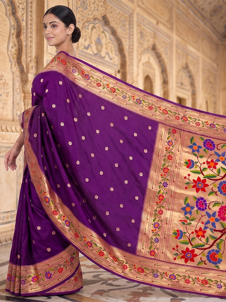 Purple Woven Design Art Silk Saree