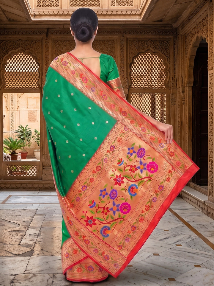 Rama-Green Woven Design Art Silk Saree