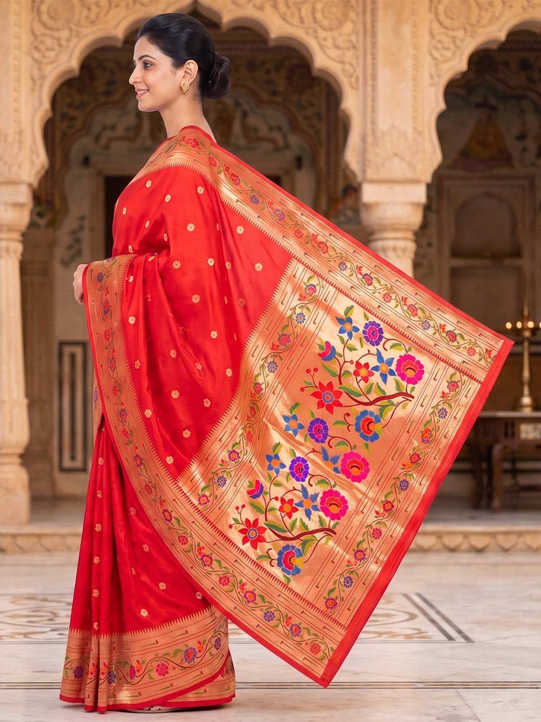 Red Woven Design Art Silk Saree