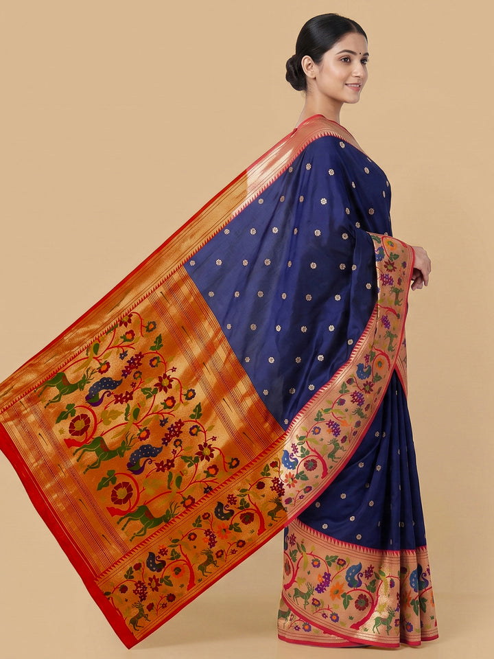Navy-Blue Woven Design Art Silk Saree
