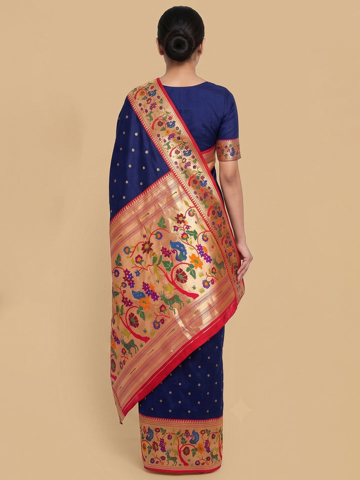 Navy-Blue Woven Design Art Silk Saree