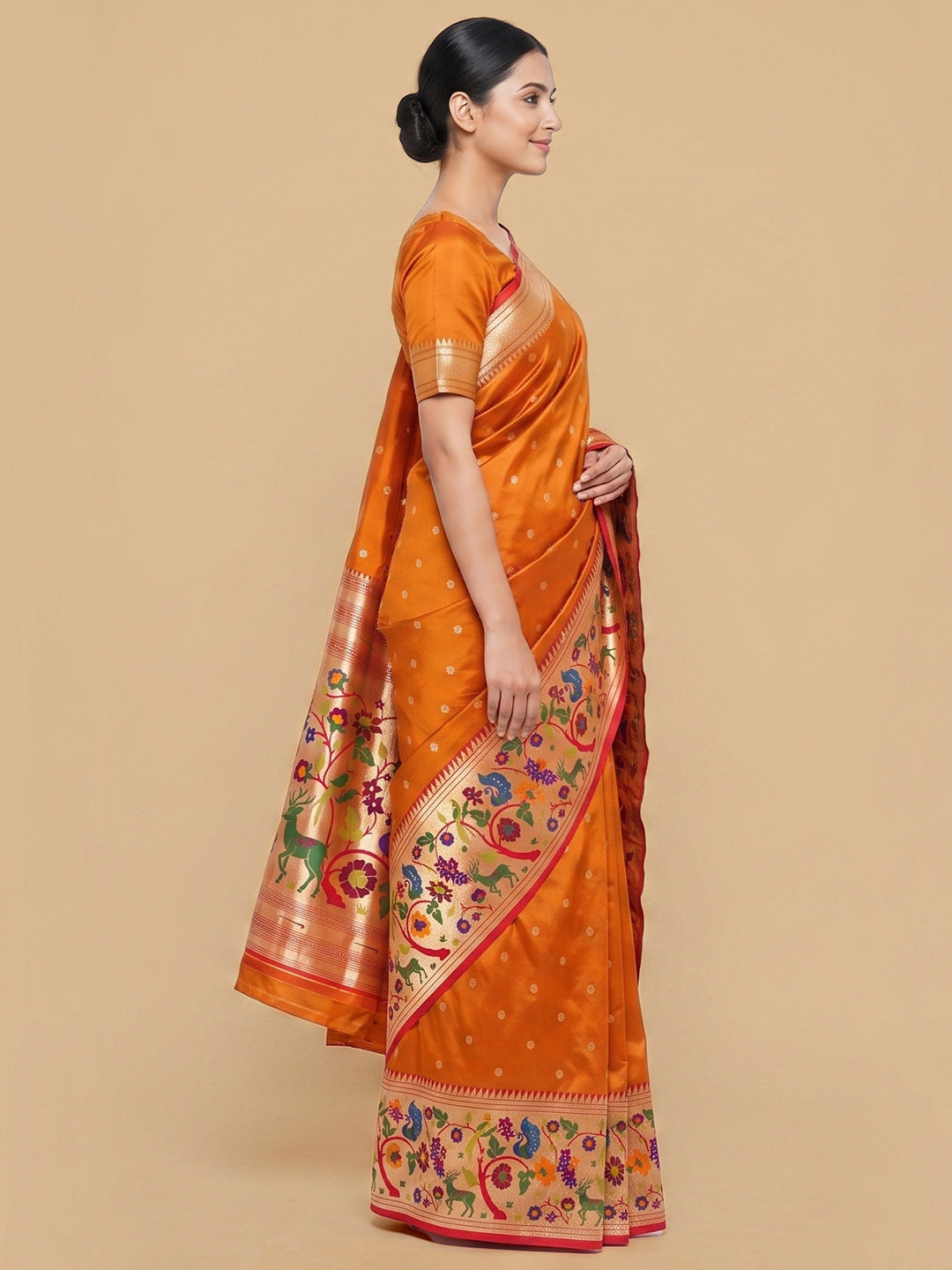 Orange Woven Design Art Silk Saree