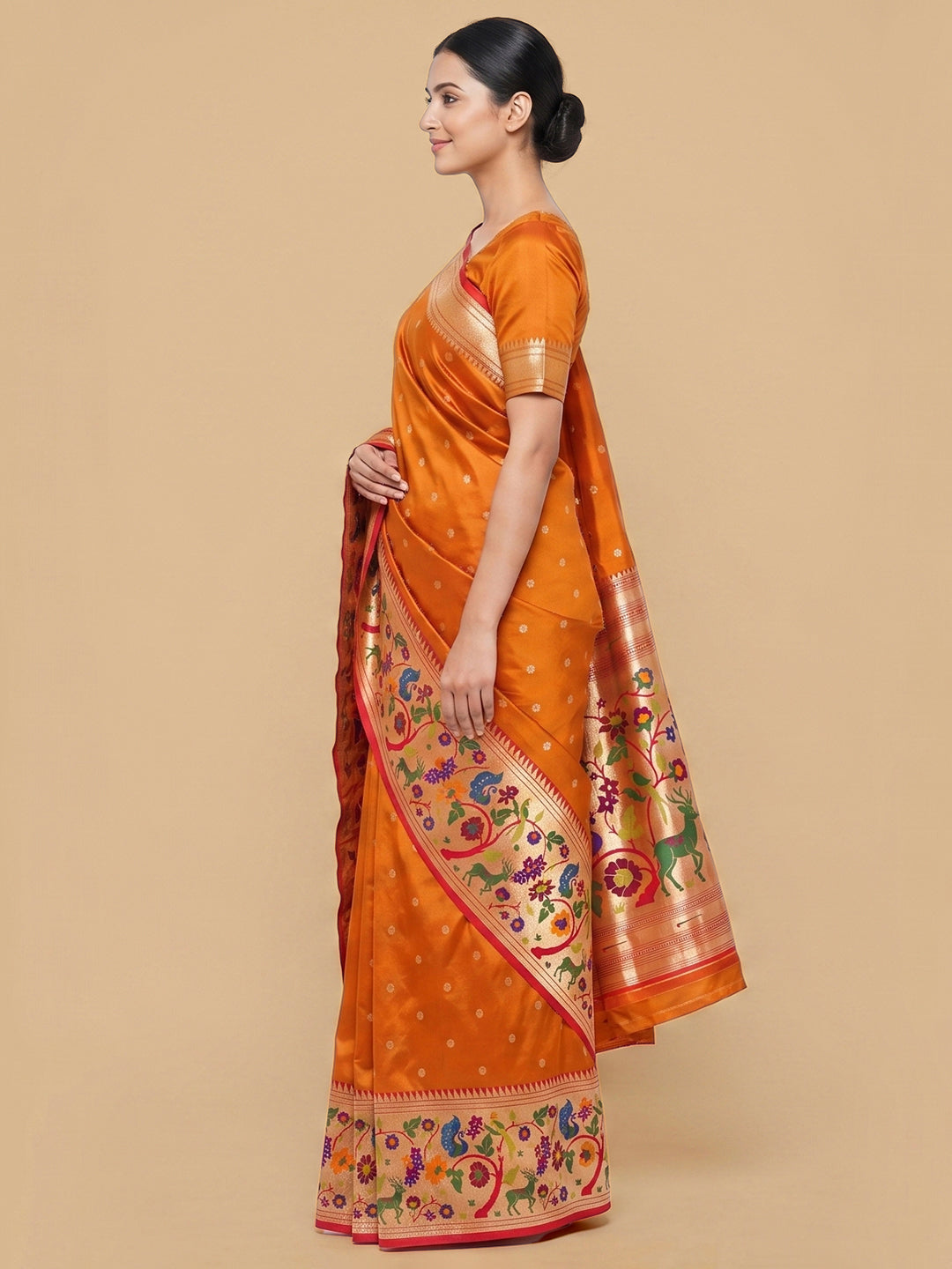 Orange Woven Design Art Silk Saree
