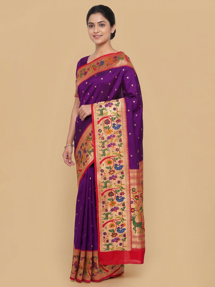 Purple Woven Design Art Silk Saree