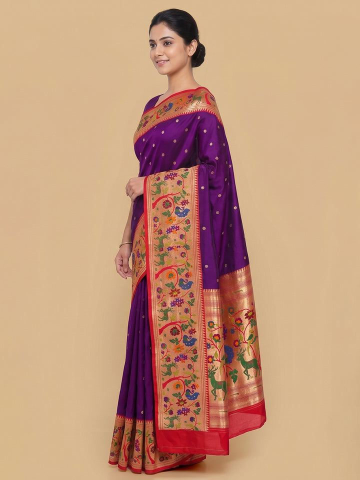 Purple Woven Design Art Silk Saree