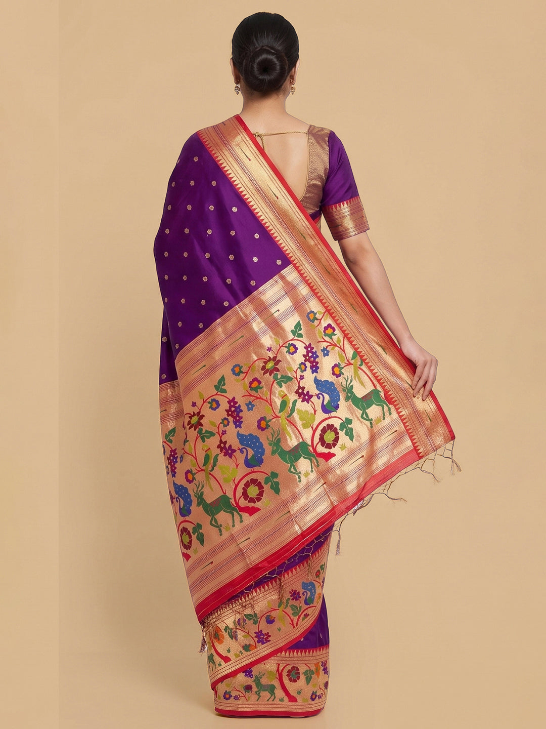 Purple Woven Design Art Silk Saree