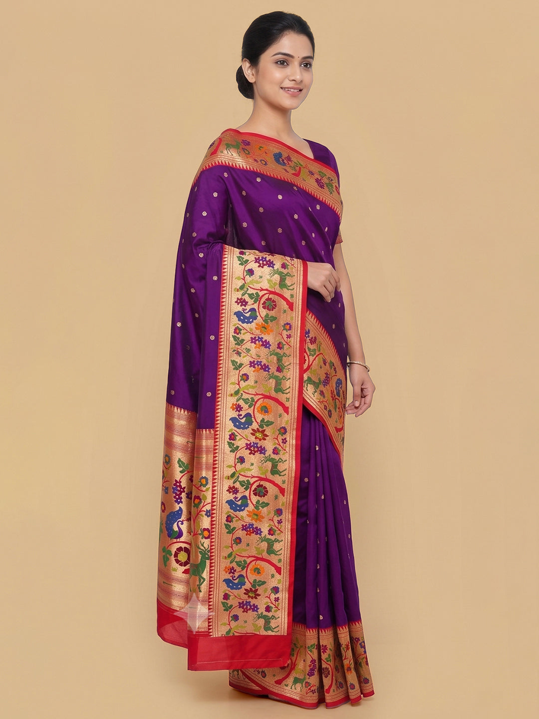 Purple Woven Design Art Silk Saree