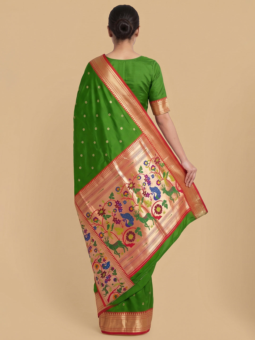 Rama-Green Woven Design Art Silk Saree