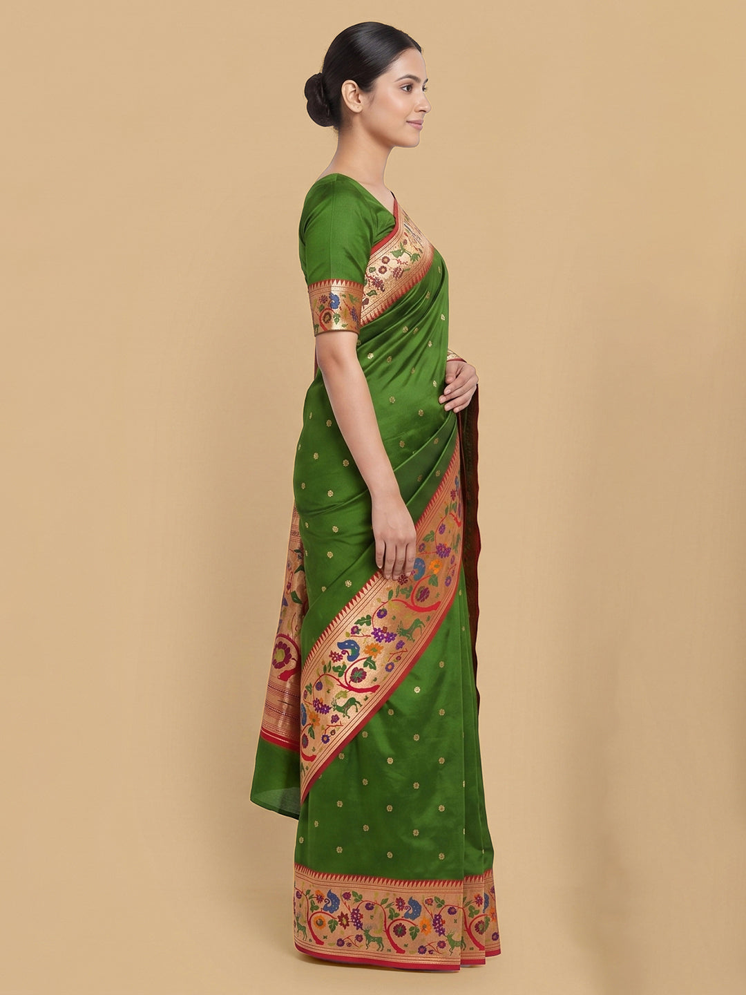 Rama-Green Woven Design Art Silk Saree