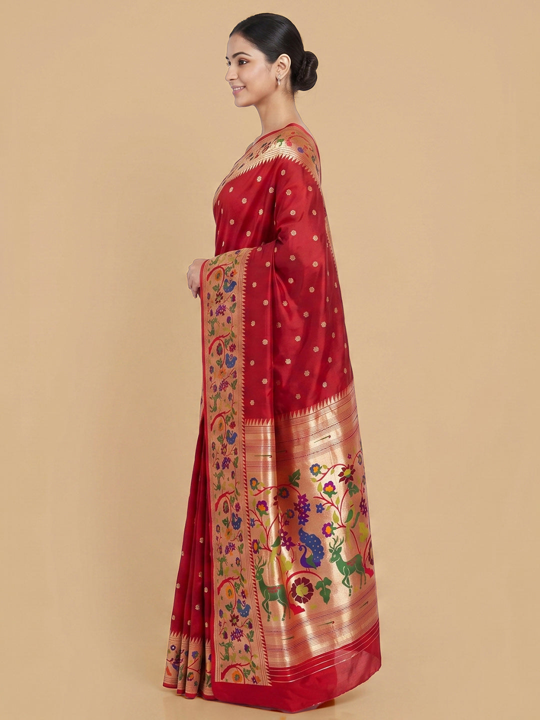 Red Woven Design Art Silk Saree