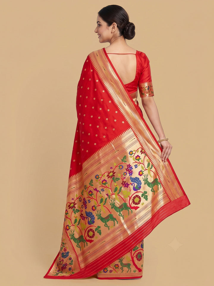 Red Woven Design Art Silk Saree