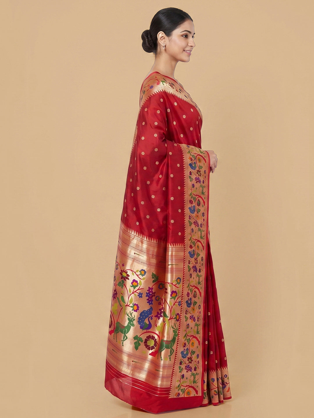 Red Woven Design Art Silk Saree