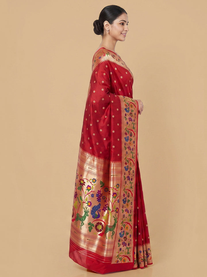 Red Woven Design Art Silk Saree
