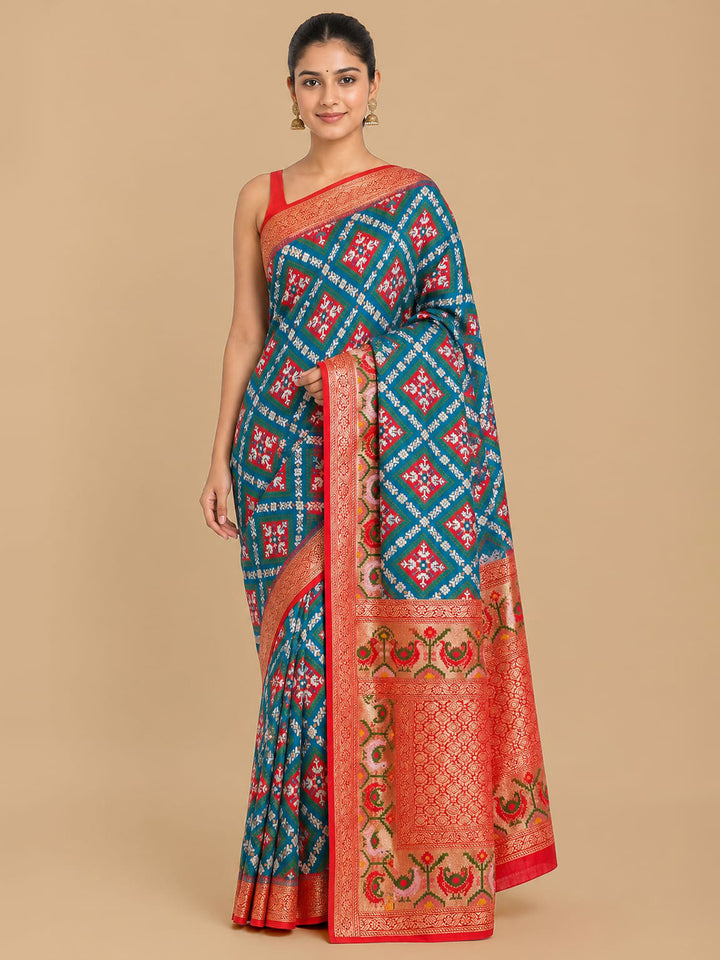 Dark-Blue Woven Design Art Silk Saree