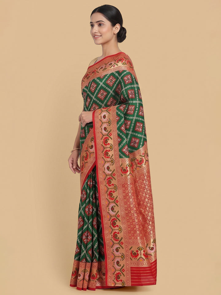 Dark-Green Woven Design Art Silk Saree