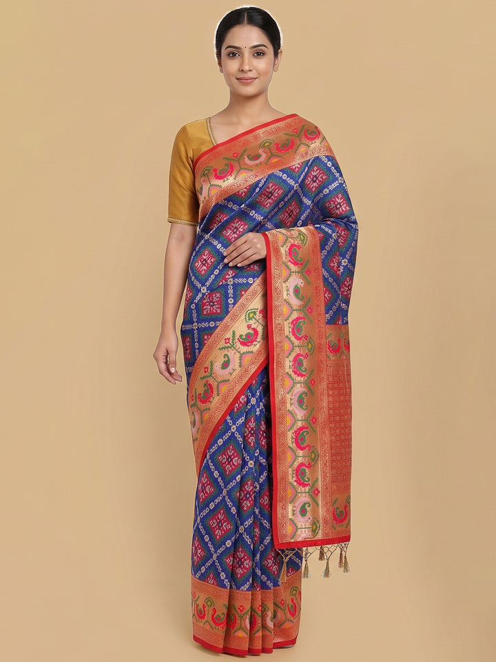 Navy-Blue Woven Design Art Silk Saree