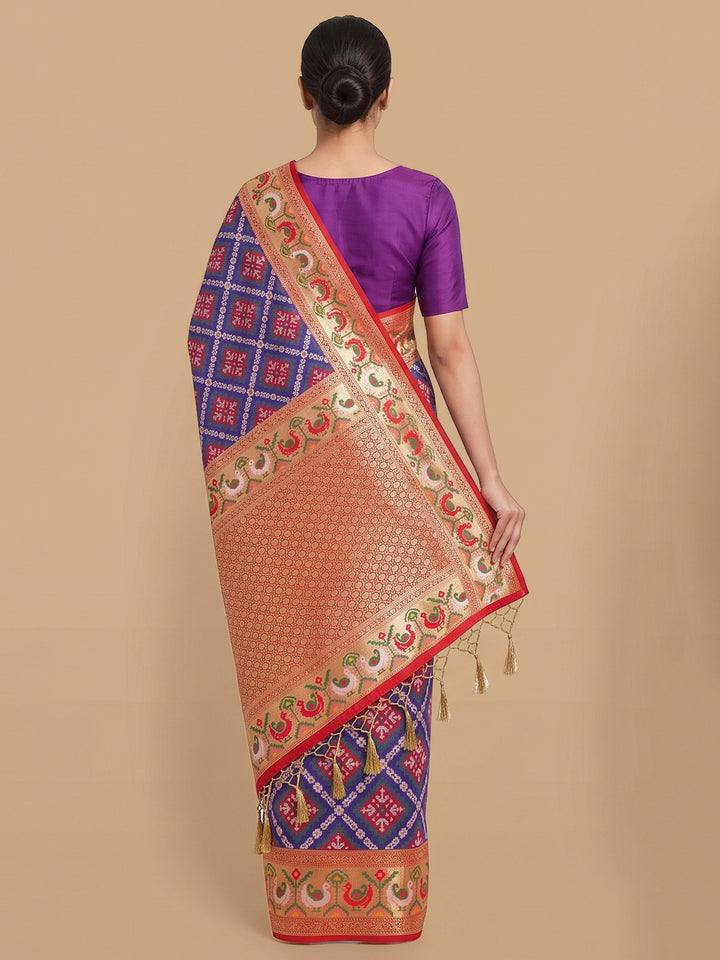 Navy-Blue Woven Design Art Silk Saree
