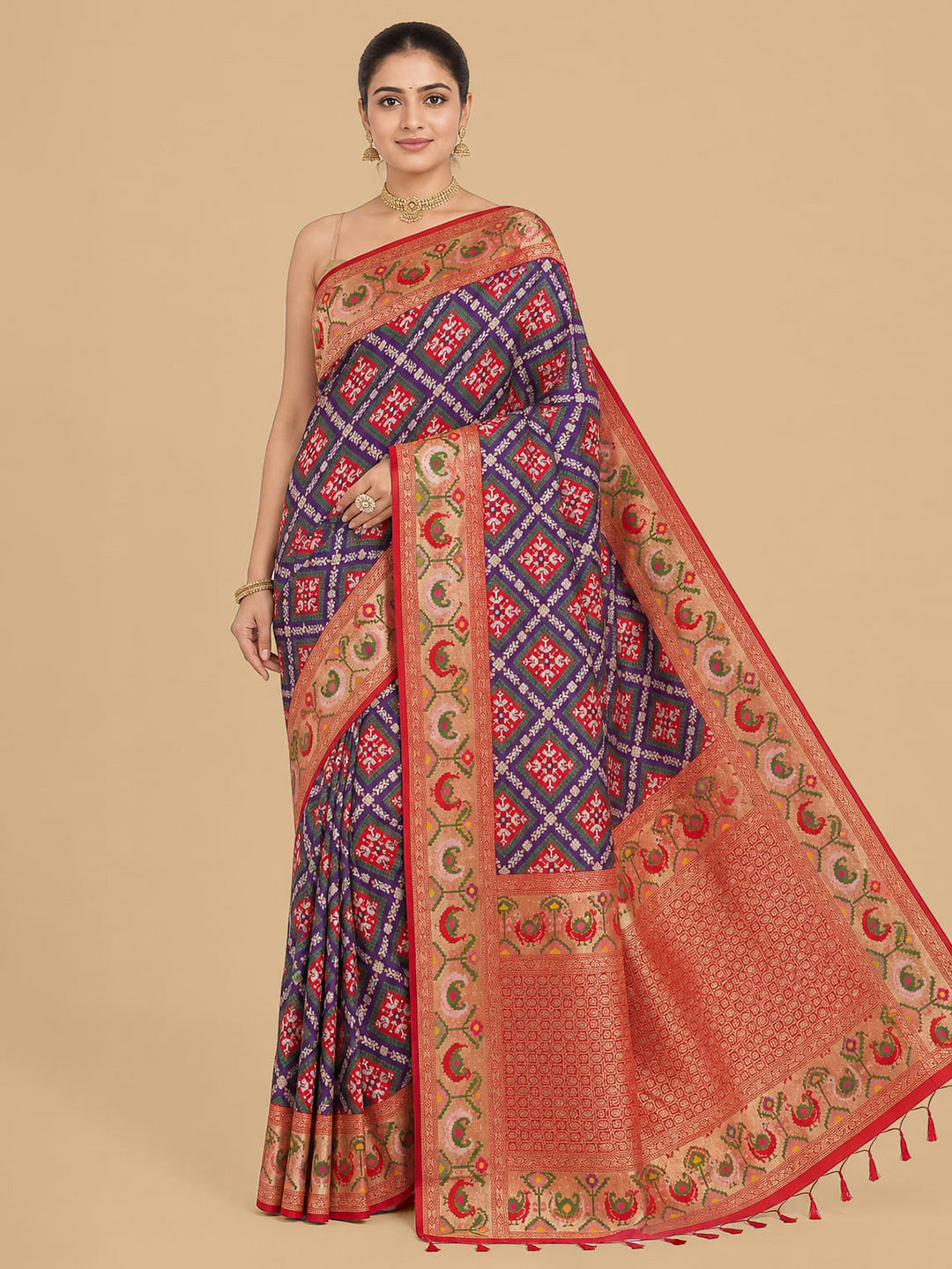 Purple Woven Design Art Silk Saree