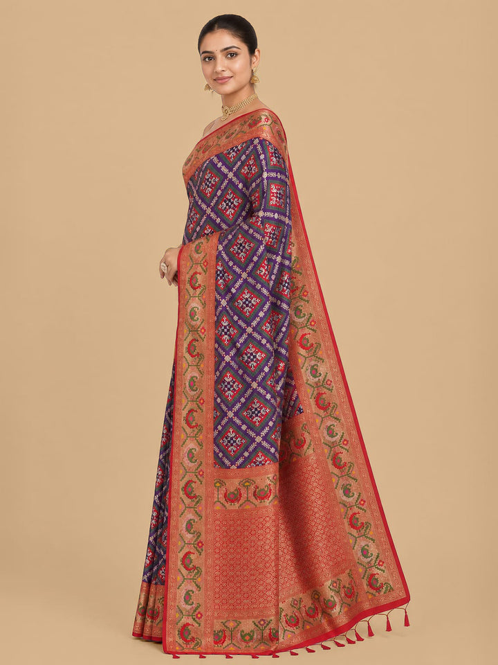 Purple Woven Design Art Silk Saree