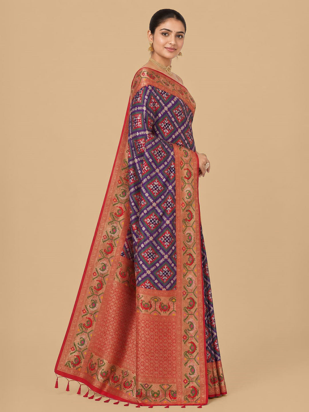 Purple Woven Design Art Silk Saree