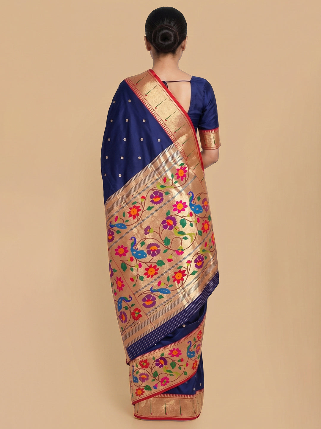 Navy-Blue Woven Design Art Silk Saree