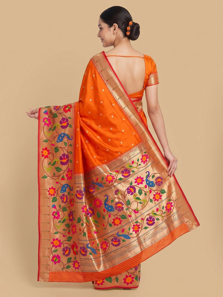 Orange Woven Design Art Silk Saree