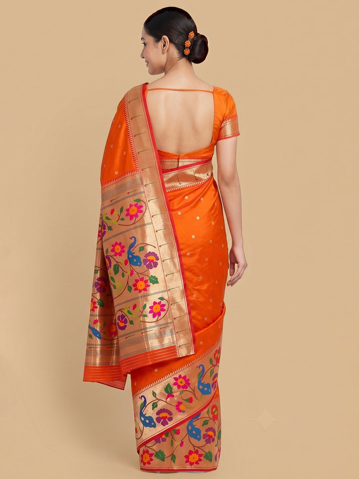 Orange Woven Design Art Silk Saree