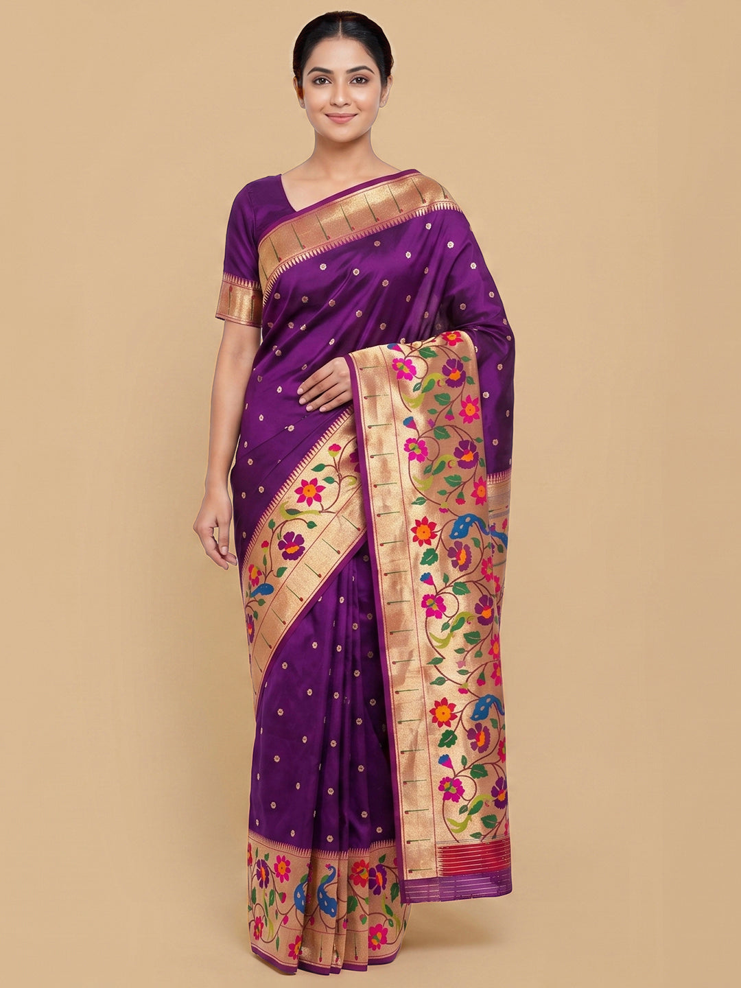 Purple Woven Design Art Silk Saree