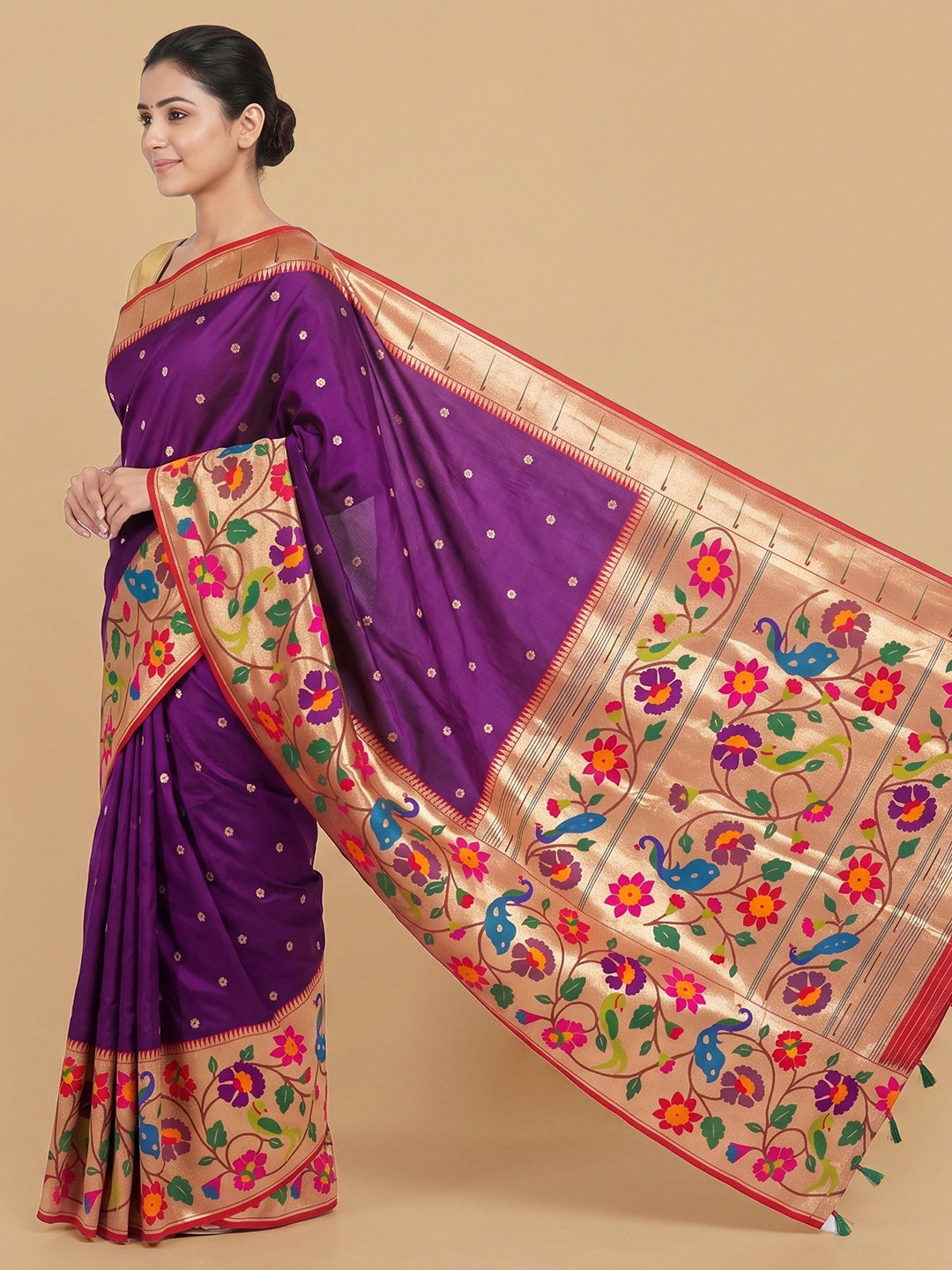 Purple Woven Design Art Silk Saree