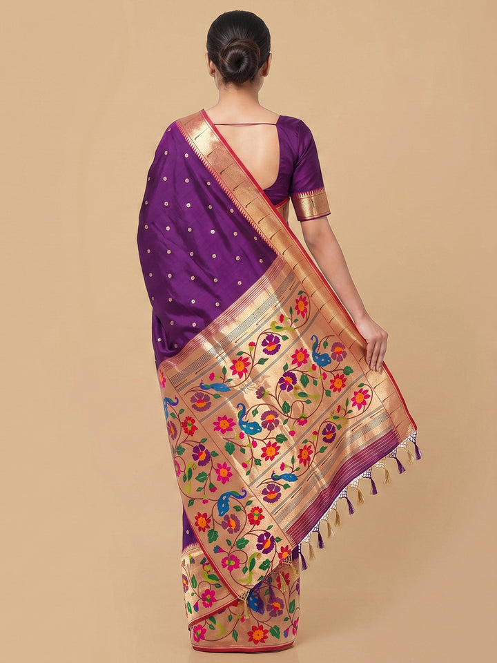 Purple Woven Design Art Silk Saree