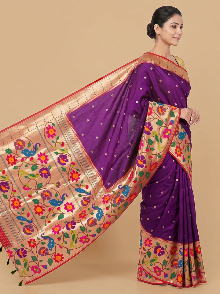 Purple Woven Design Art Silk Saree
