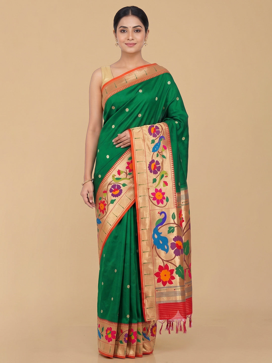Rama-Green Woven Design Art Silk Saree