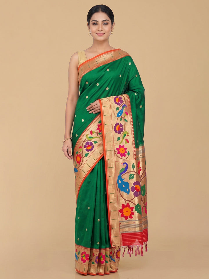 Rama-Green Woven Design Art Silk Saree