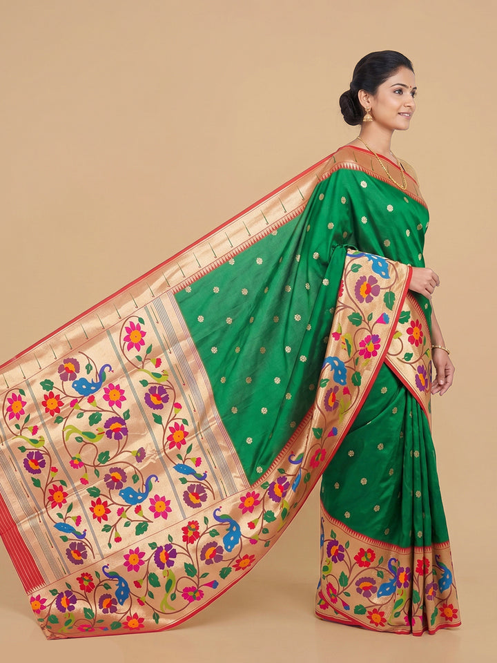 Rama-Green Woven Design Art Silk Saree