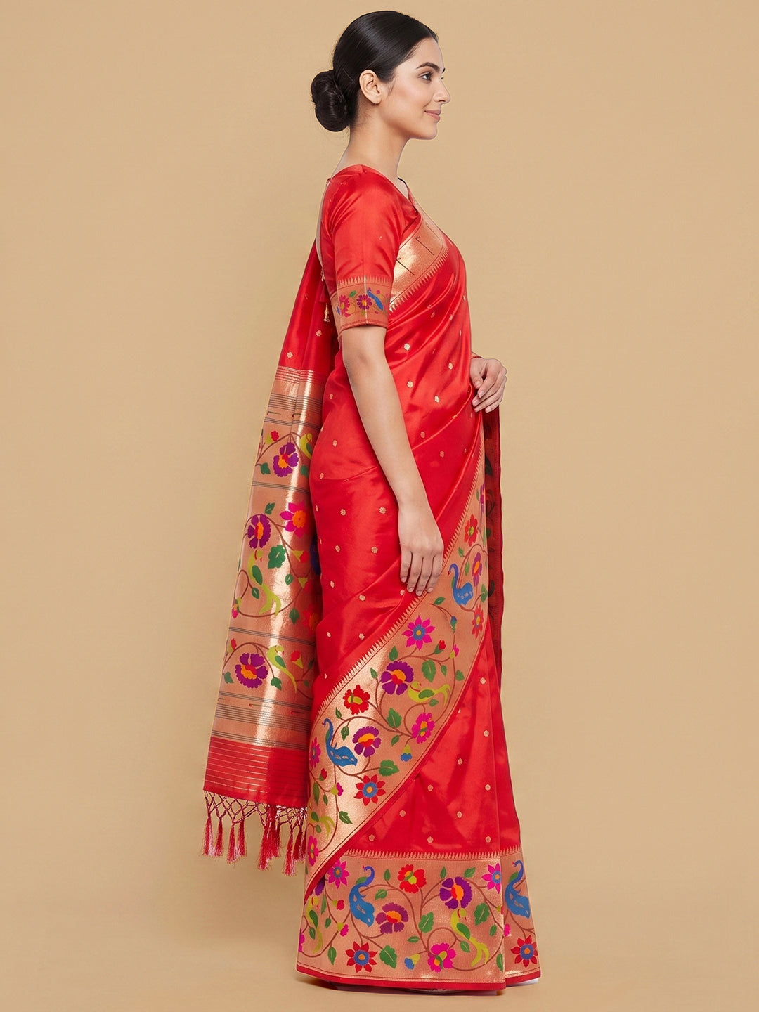 Red Woven Design Art Silk Saree