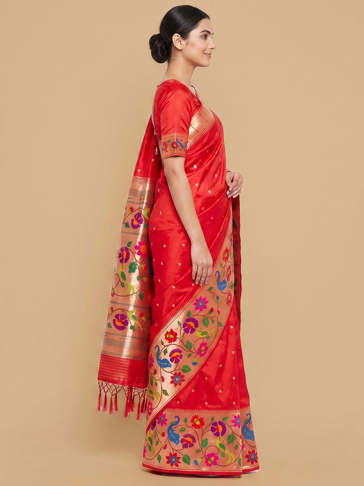 Red Woven Design Art Silk Saree